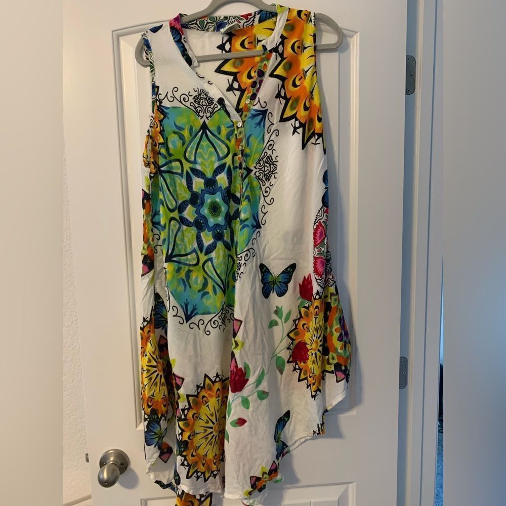 Seven Islands Beach Cover Dress O/S Button Front